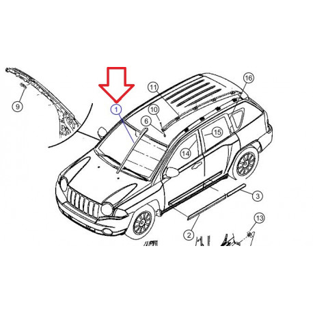 Mopar moulure parebrise gauche (05182561AE)