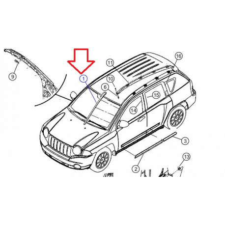 Mopar Moulure droit parebrise (05182560AE)