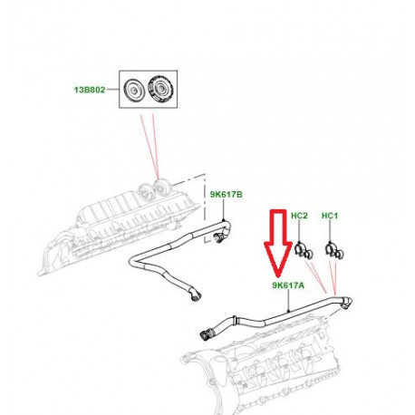 Land rover tube reniflard gauche Range Sport (LR057207)