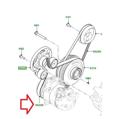 Land rover COURROIE TRAPEZOIDALE (LR115492LR)