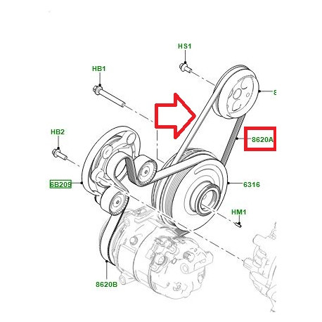 Land rover courroie-entrainement accessoires (LR100931)