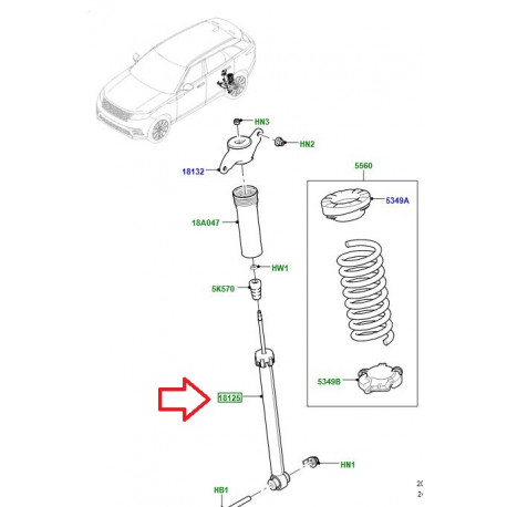 Land rover amortisseur Velar L560 (LR108022)