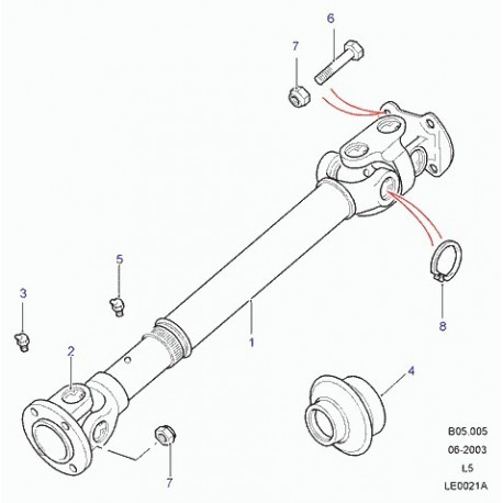 Hardy spicer arbre de transmission Discovery 2 boite mecanique (TVB000110)