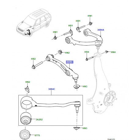 Land rover bras de suspension a l avant  a l'arriere gauche inférieur (LR078479)