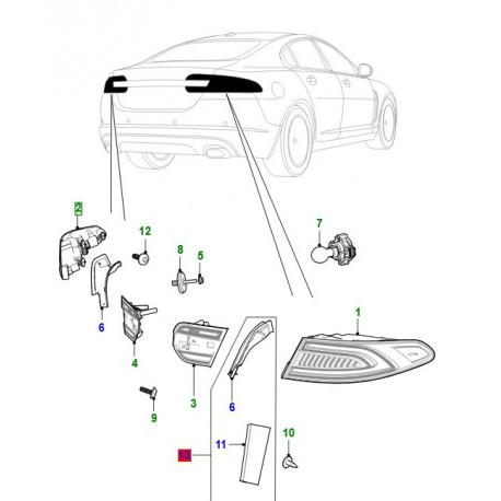 Jaguar groupe de lampes arrière gauche XF X250 (C2Z30817)