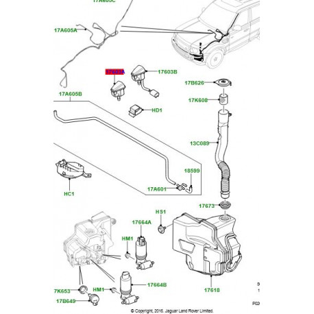 Land rover CAPTEUR NIVEAU LIQUIDE LAVE GLACE (LR142260LRB)