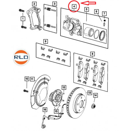 Oem Etrier avant droit Wrangler JK (68044863AA)