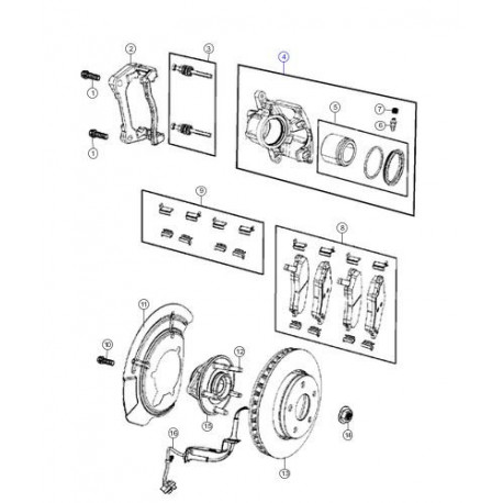 Mopar Etrier de frein avant gauche JK (68044862AA)