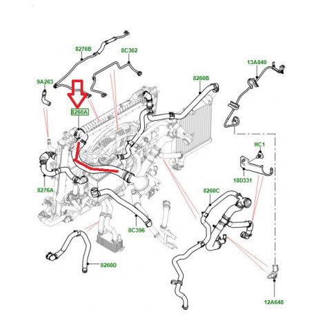 Land rover durite de radiateur Velar L560 (LR091636)