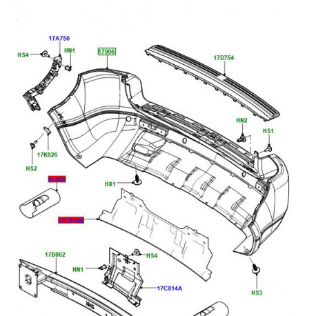 Land rover parechoc arriere (LR025844)