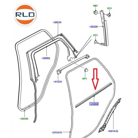 Land rover lecheur vitre arriere droit interieur (LR048296)