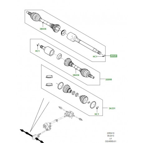 Land rover arbre de roue avant droit Range Sport (LR064635)