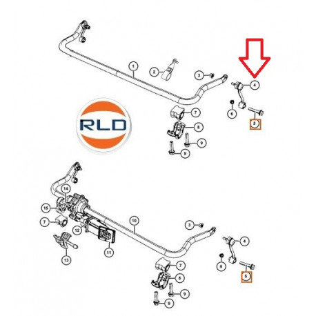 Mopar Bielette de barre stabilisatrice avant JL Wrangler (68293033AB)