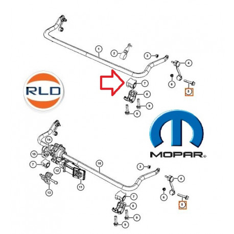 Mopar Silentbloc barre stabilisatrice avant  JL Wrangler (68251384ABPC)