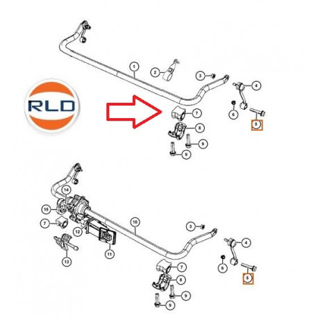 Mopar Silentbloc barre stabilisatrice avant  JL Wrangler (68251376ABPC)