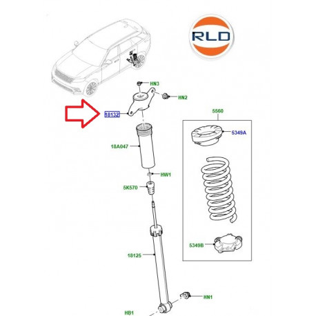 Land rover support amortisseur arriere gauche (LR090666)