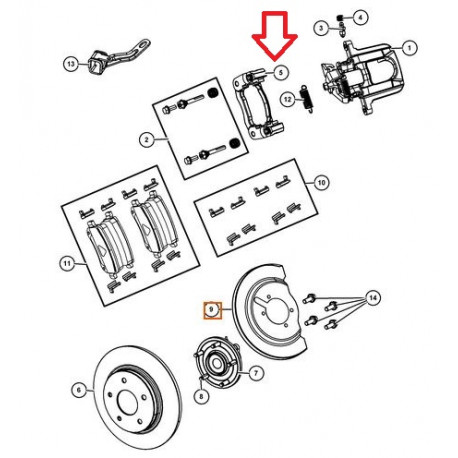 Allmakes 4x4 Support etrier arriere (68029886AA)