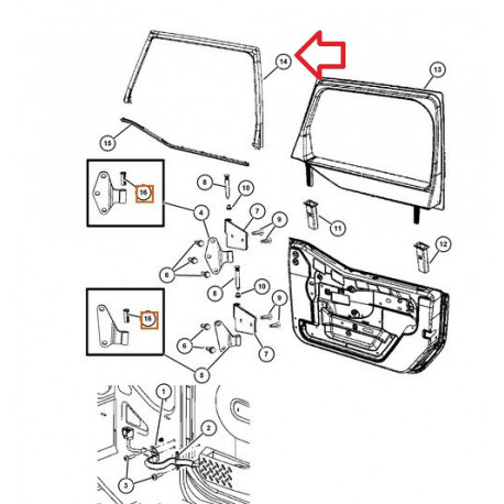 Mopar joint demi porte droit  JK (55397044AE)