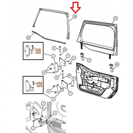 Mopar joint demi porte gauche  JK (55397045AE)