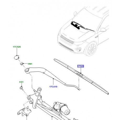 Land rover balai d'essuie-glace droit Discovery Sport (LR064428)