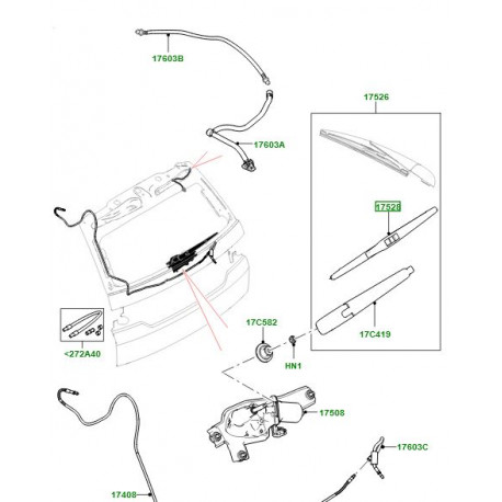 Land rover balai d'essuie-glace arrière Discovery Sport (LR064430)