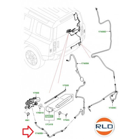 Land rover FLEXIBLE LAVE GLACE ARRIERE (LR140786)