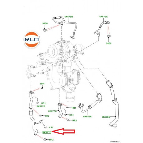 Land rover Tuyau retour huile turbo (LR081637)