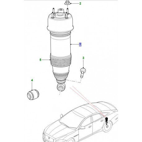 Jaguar ressort pneumatique et amortisseur arrière XJ X351 (C2D36648)