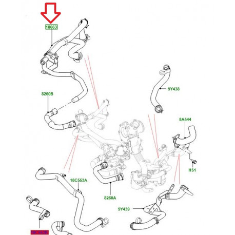 Land rover tuyau a eau chaude (LR104391)