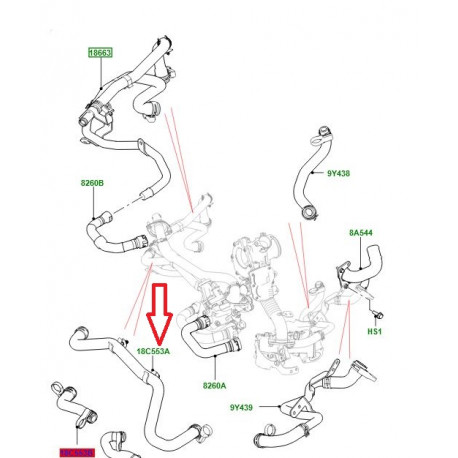 Land rover tuyau flexible d'entree d'eau (LR084066LR)