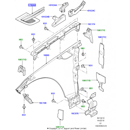 Land rover calandre aile avant gauche Range Sport (LR106330)