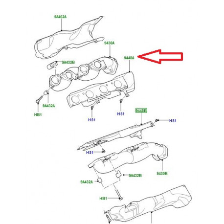 Britpart joint  collecteur droit Range Sport (LR010839GB)