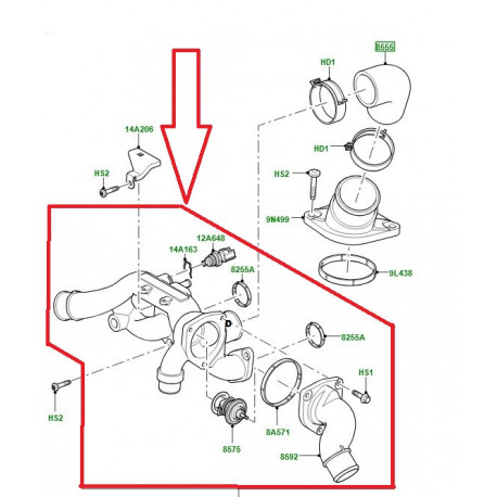 Land rover Boitier thermostat RANGE (LR007603)