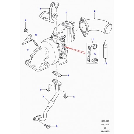 Land rover tuyau flex.-turbocompr.-sortie Defender 90, 110, 130 (PNH500440LRB)