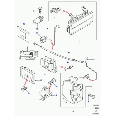 Land rover poignee de porte arriere gauche Freelander 1 (CXB000330LDA)