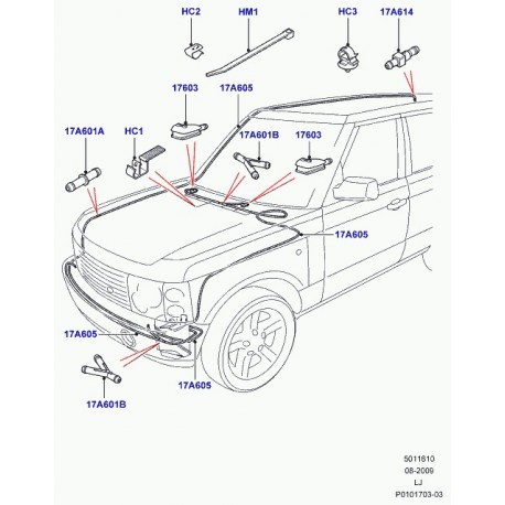 Land rover tuyau flexible a eau Range L322 (DNH000030)